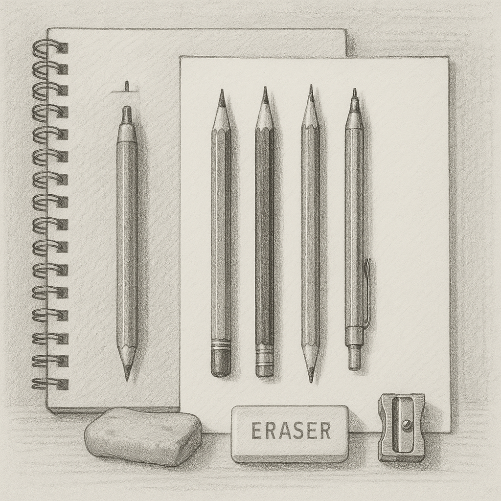 Essential sketching materials and tools for beginners
