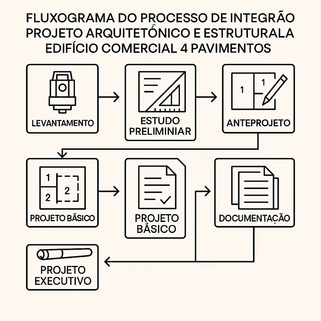 Fluxograma do processo de integração entre projetos arquitetônico e estrutural