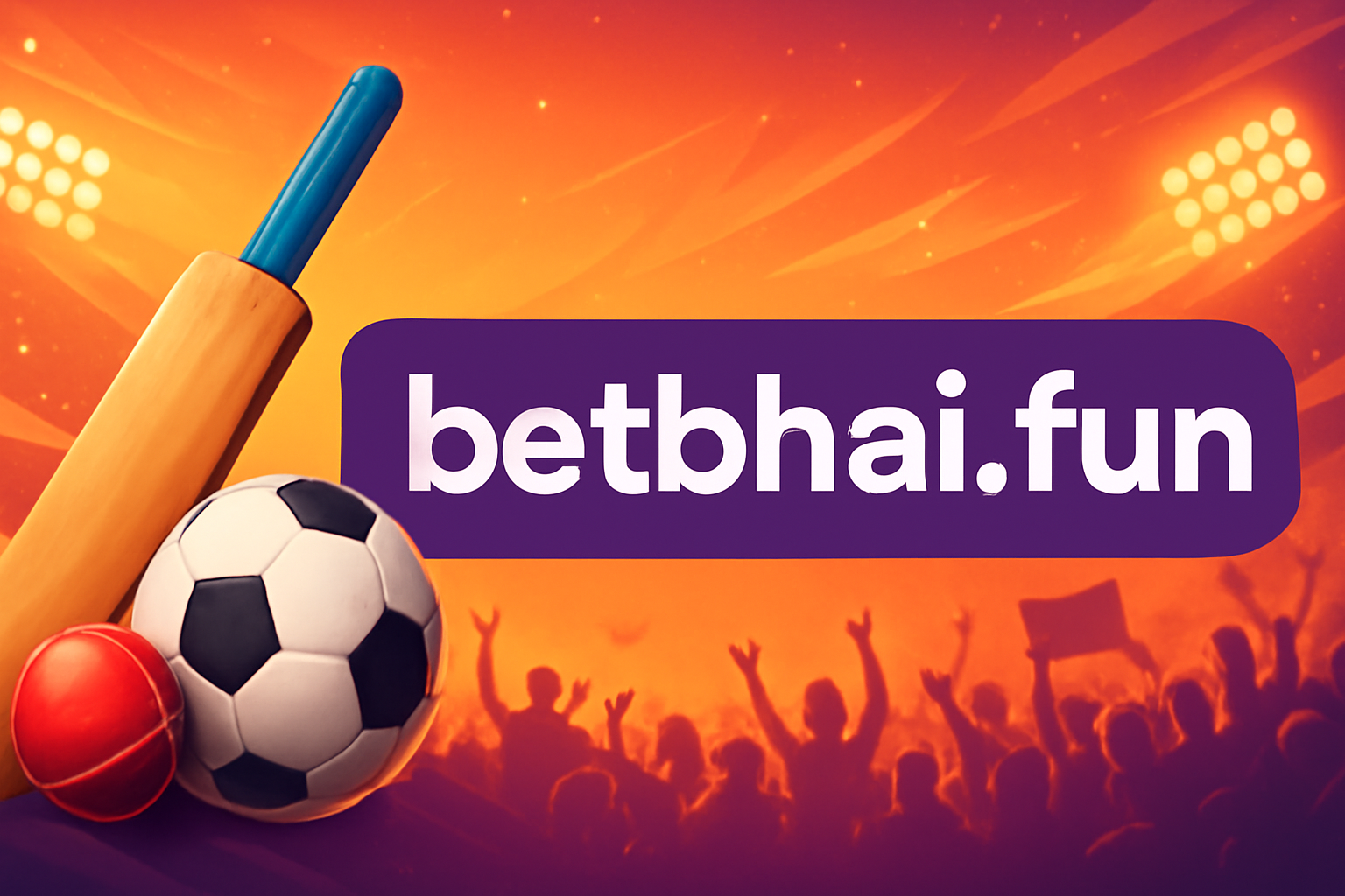 Professional sports banner for betbhai.fun with sport equipment and community background