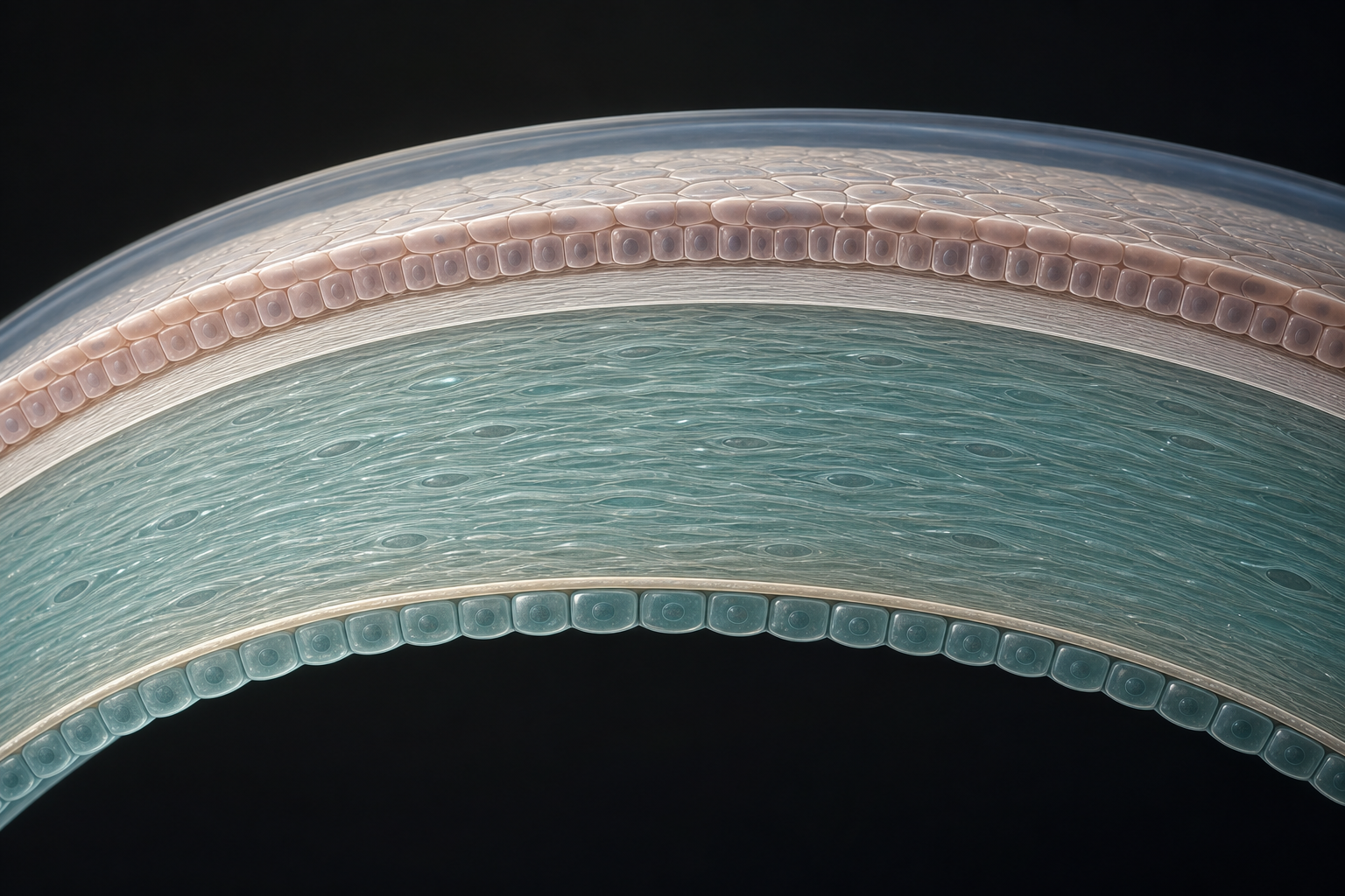 Anatomical cross-section of the five corneal layers
