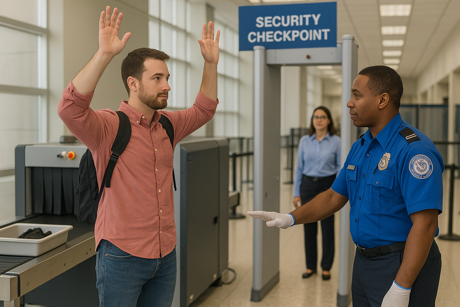 Airport security checkpoint procedures for first-time flyers