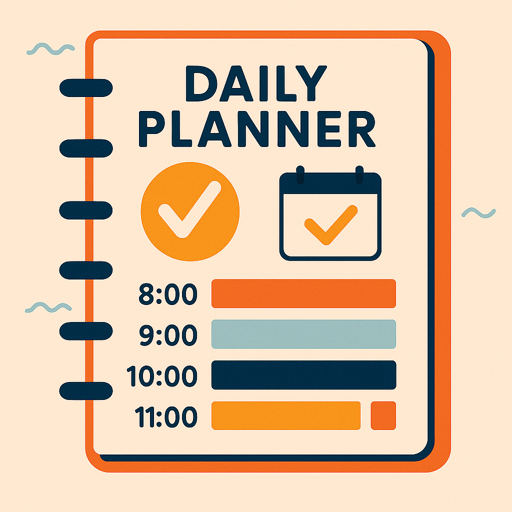 A daily planner with time blocks