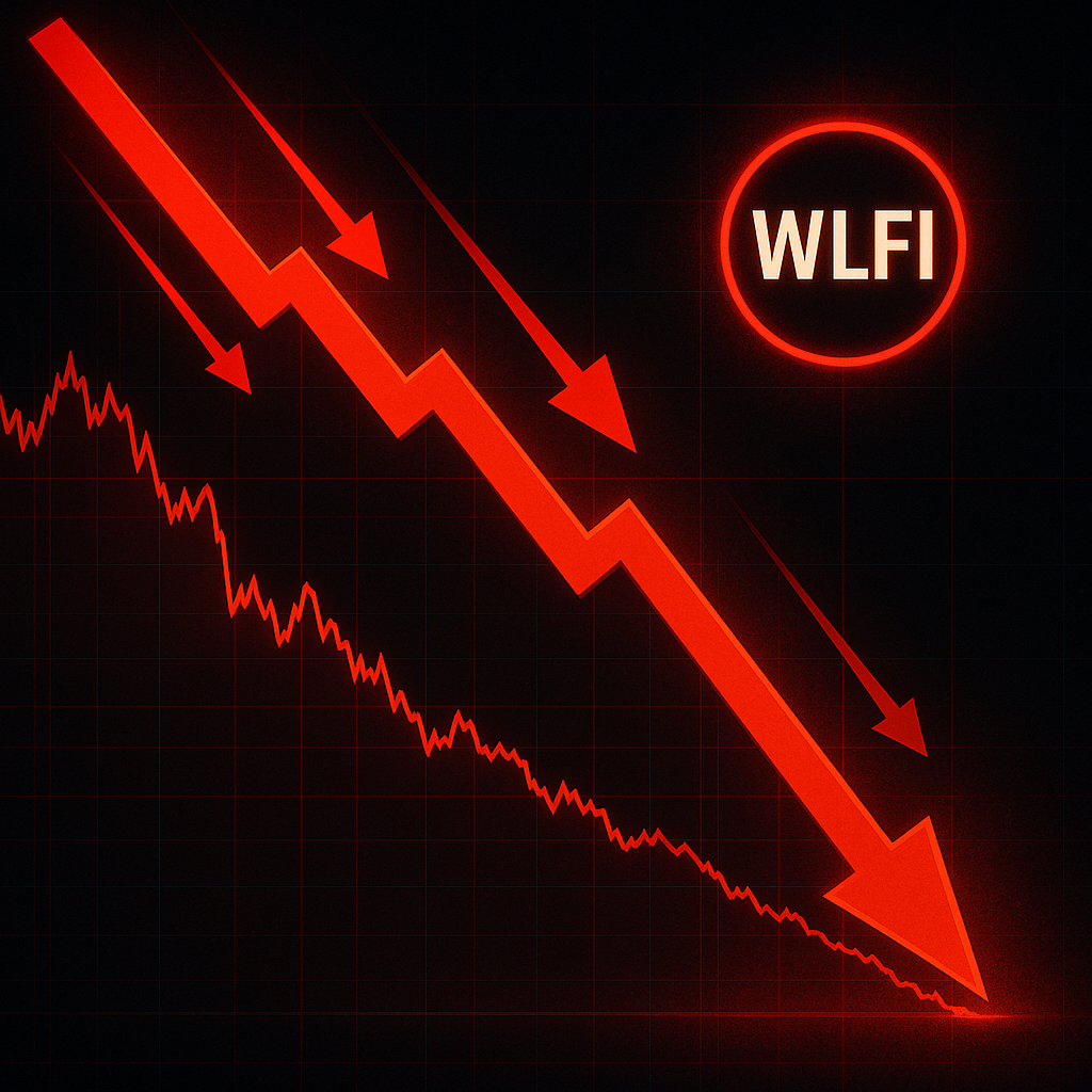 Драматическое падение токена WLFI с красными стрелками вниз