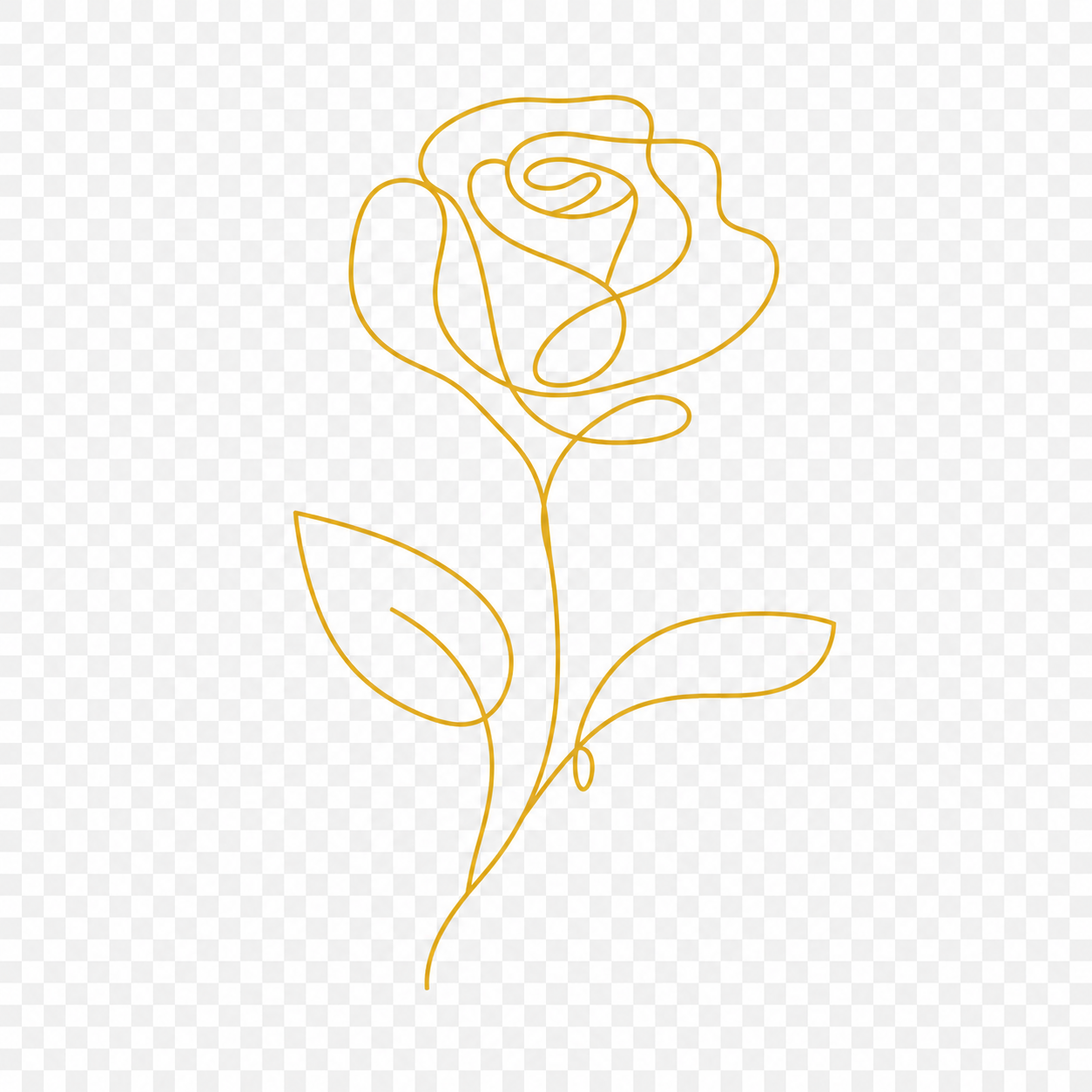 Abstract single-line yellow rose illustration