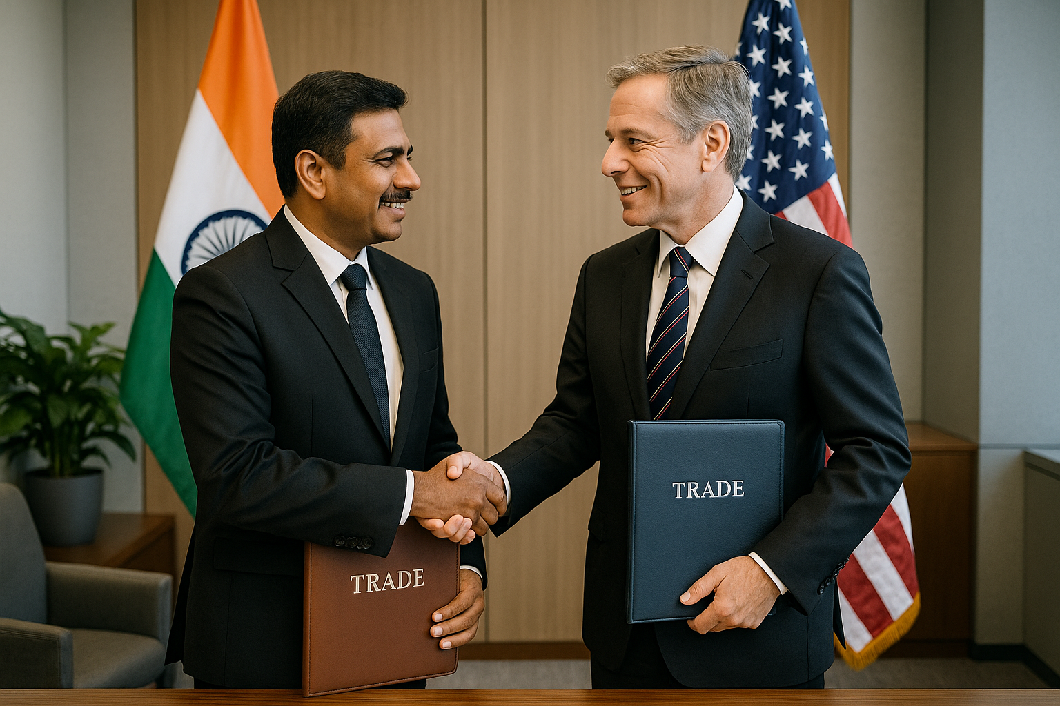 India-US trade negotiations symbolizing diplomatic cooperation