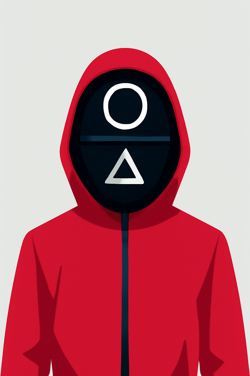 Squid Game guard with red clothes and mask