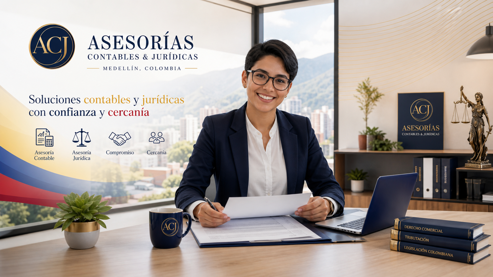 Profesional ACJ Asesorías atendiendo a un cliente en Medellín