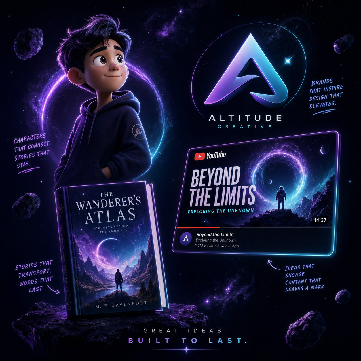 AI-generated creative content — logos, Pixar illustrations, thumbnails