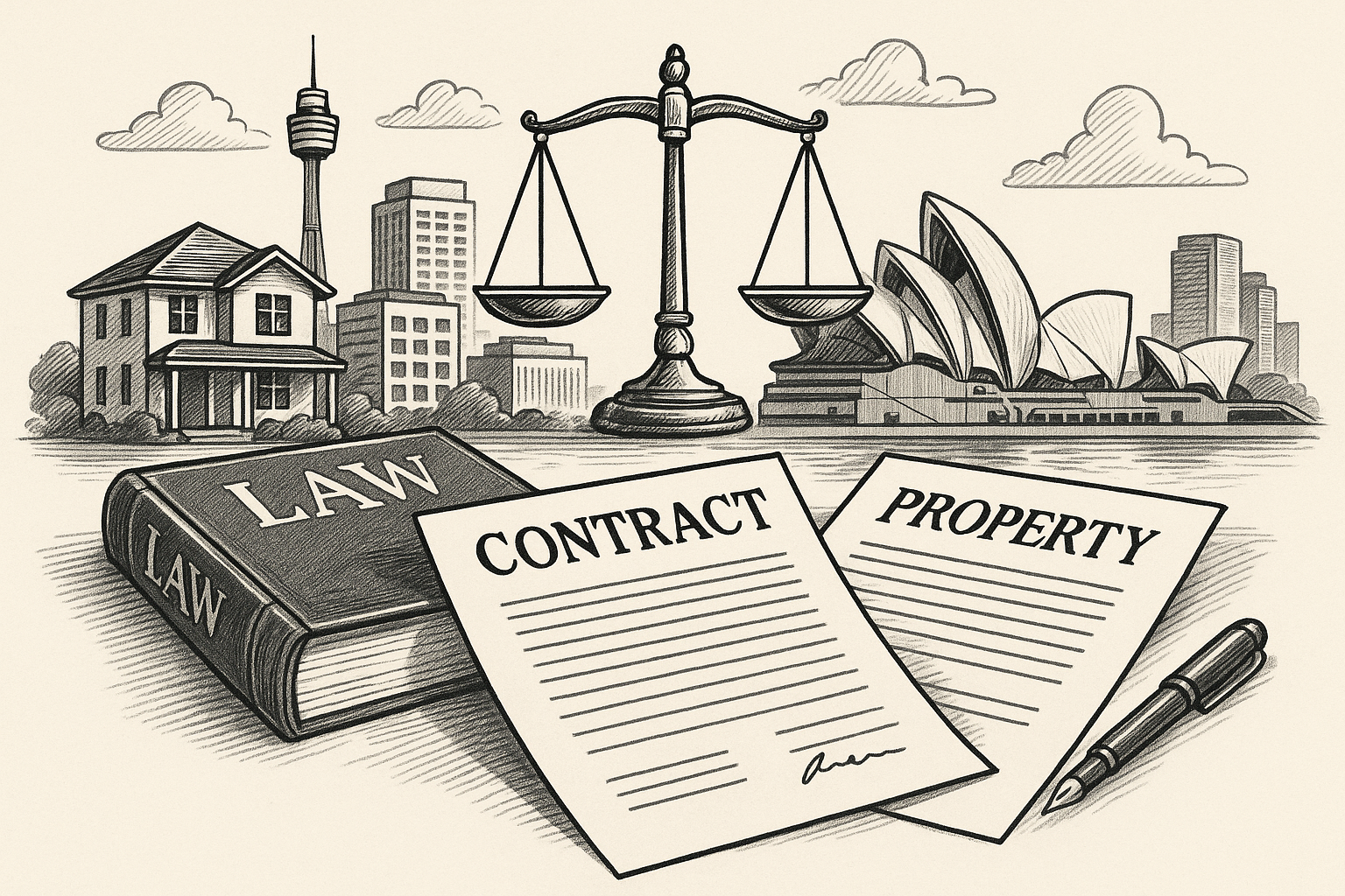 Illustration des concepts juridiques du droit immobilier australien