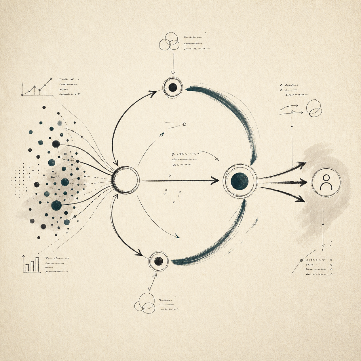 Abstract diagram illustrating the insight-to-action flow