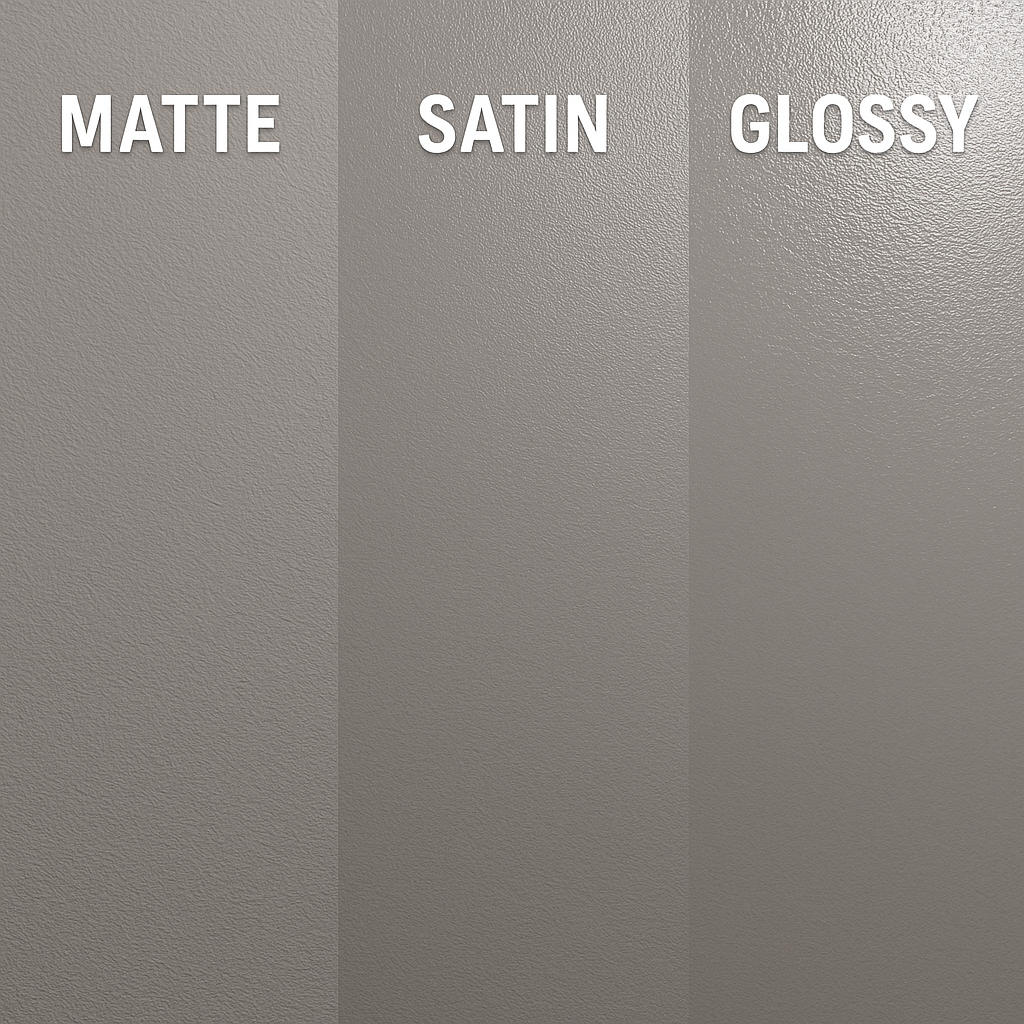 Diferentes acabados de pintura: mate, satinado y brillante