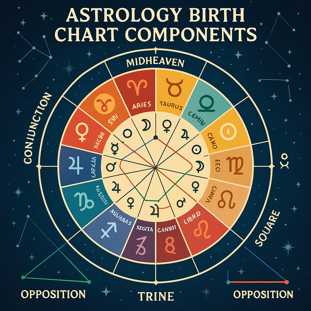 Illustration of birth chart components