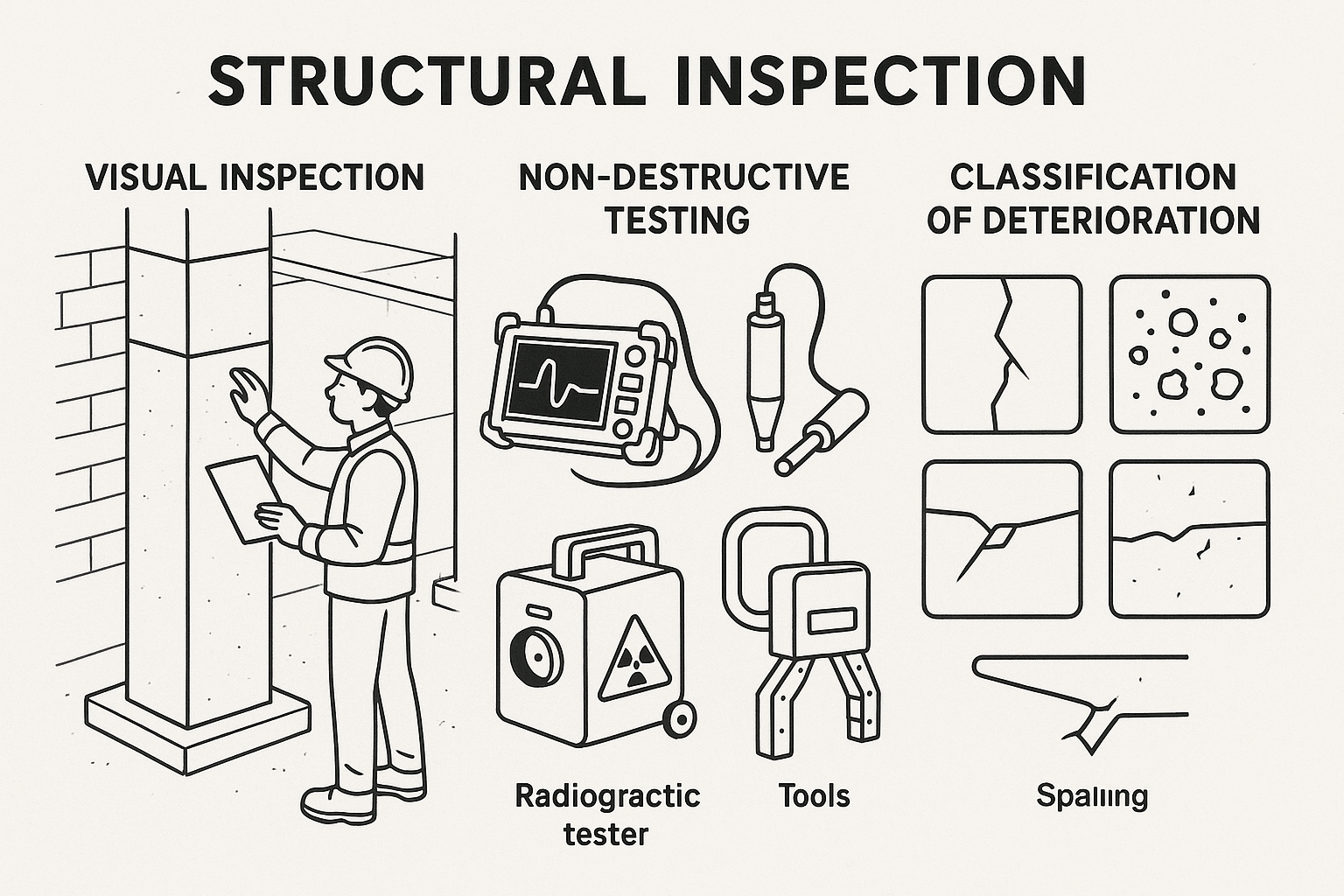 Processo de inspeção estrutural com métodos de avaliação