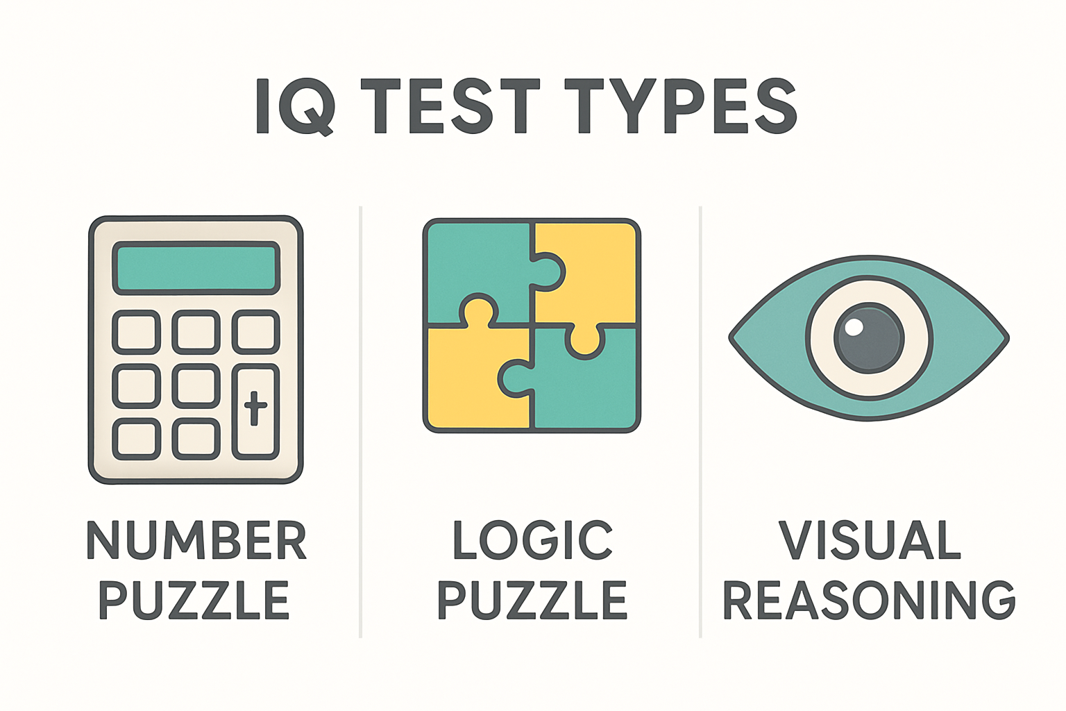 IQ test types banner with distinct icons for test types