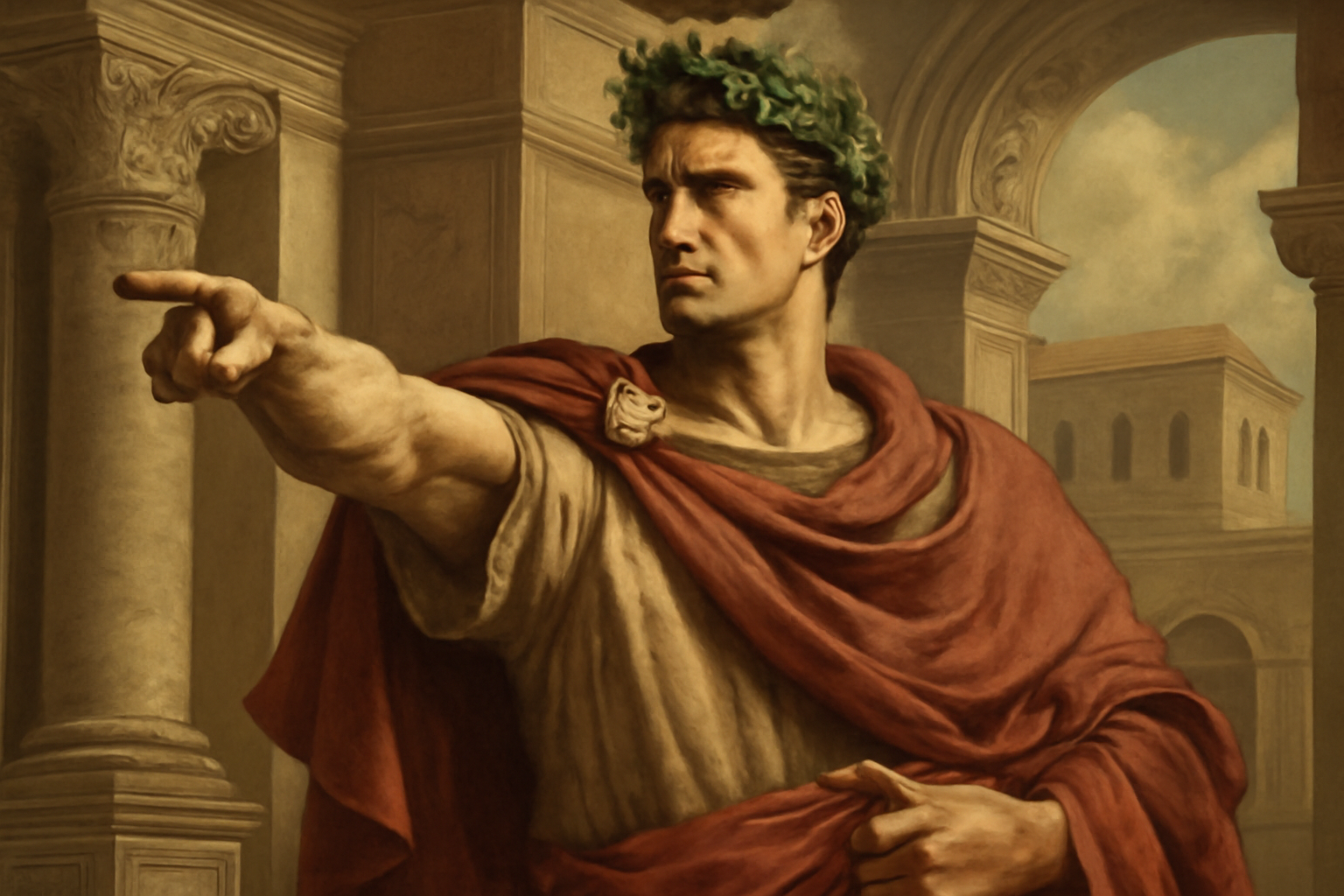 Emperor Constantine giving an order, Roman attire, historic, 889x559 size.
