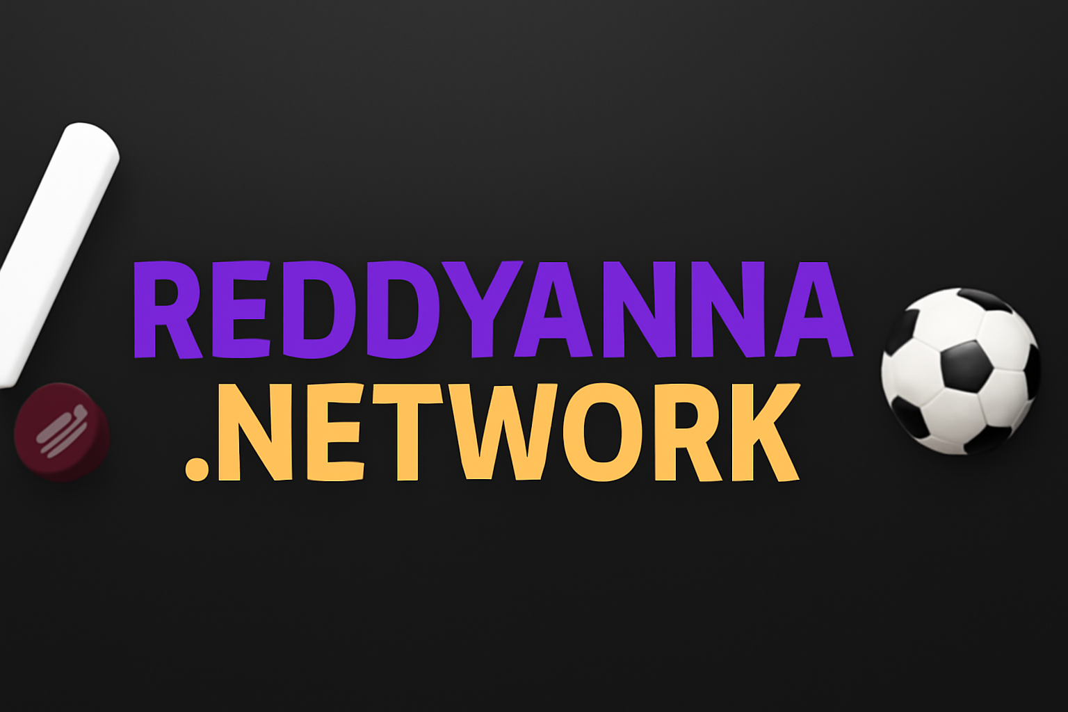 Sleek professional sports banner for reddyanna.network with a clean, purple, and gold theme
