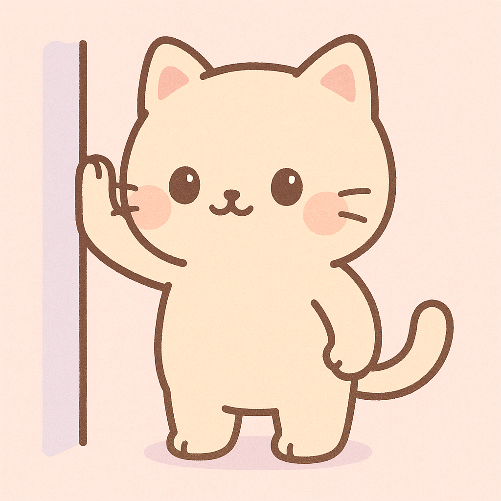 Kawaii cat performing shoulder isometric external rotation