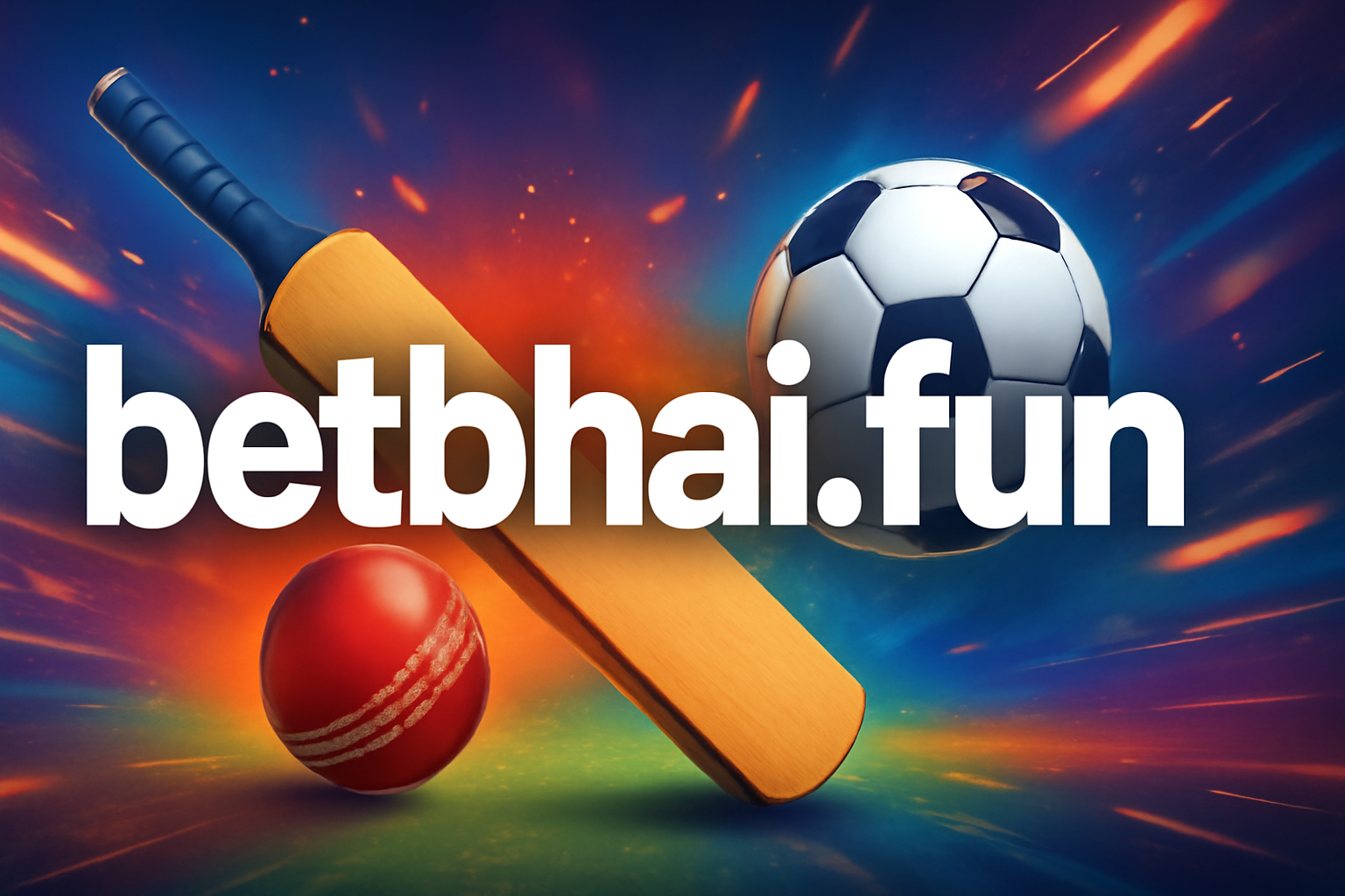 Professional banner image for betbhai.fun with sports equipment and community background