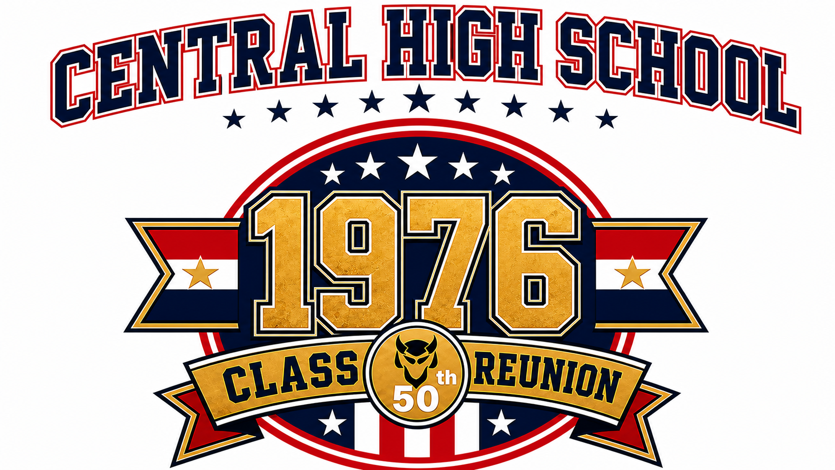 Davenport Central High School 1976 50th Golden Class Reunion patriotic logo