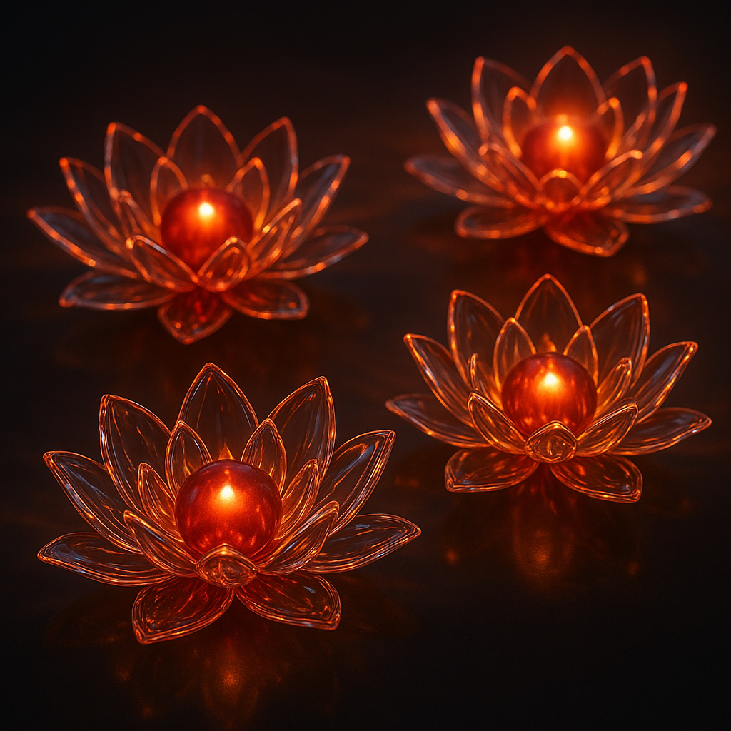 Sacred lotus with liquid glass effects and divine illumination
