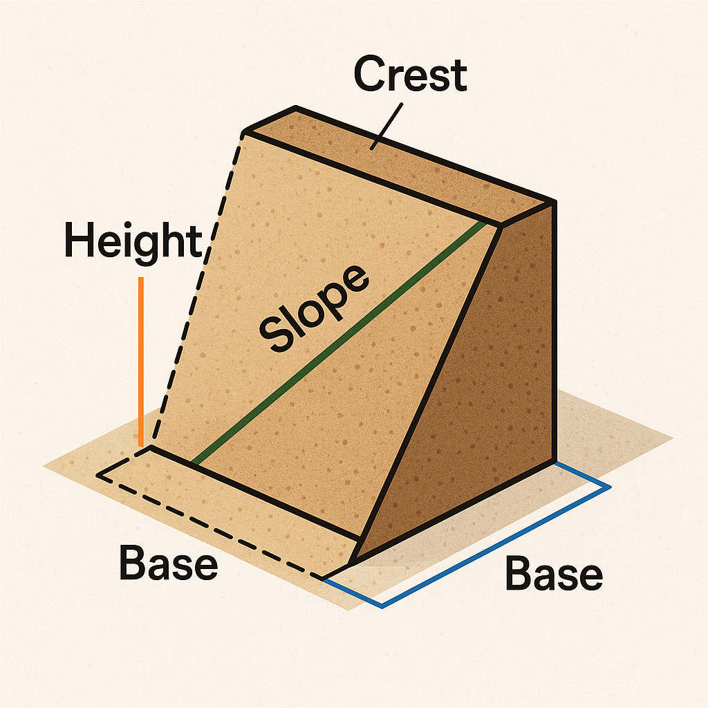 Elementos geométricos básicos de um talude de solo