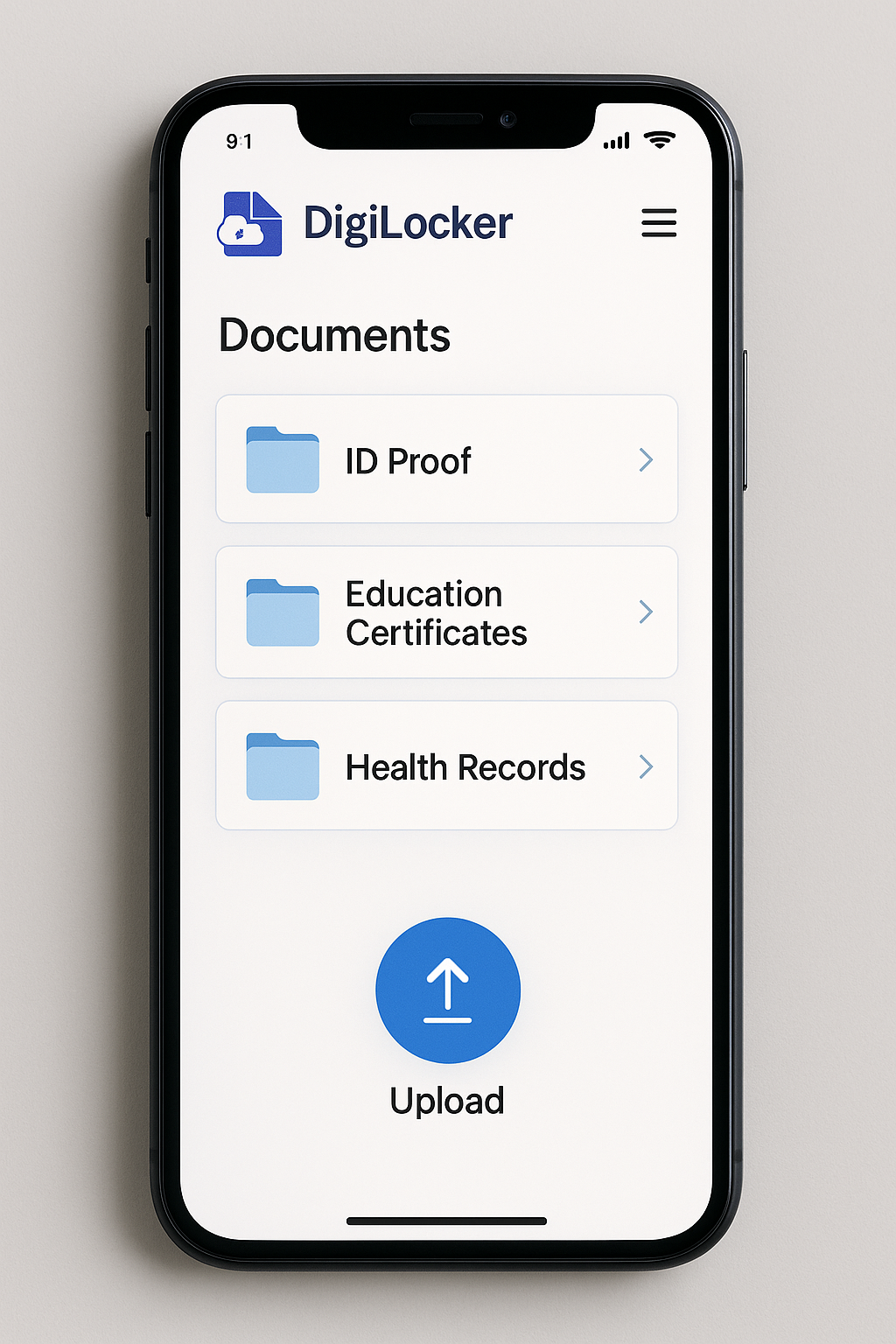 DigiLocker Mobile App Interface