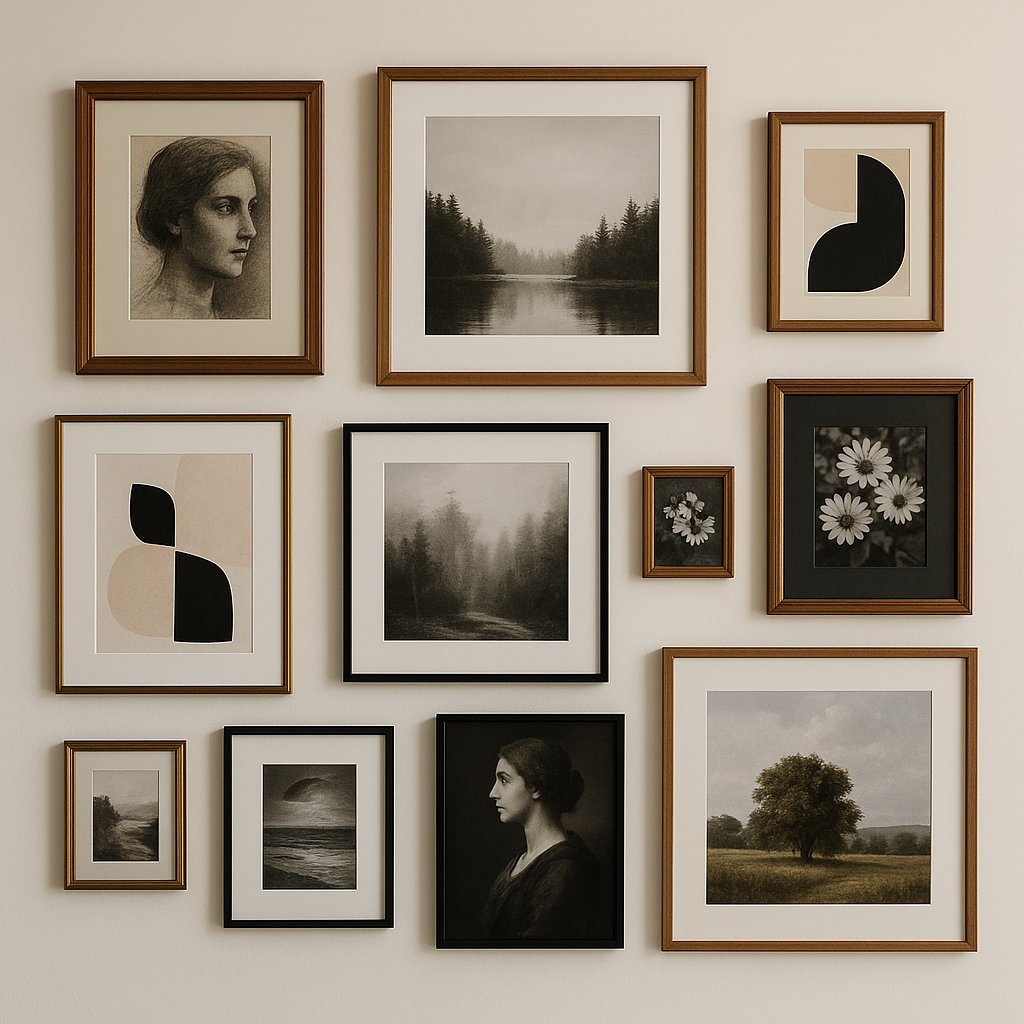 Galería de cuadros con composición múltiple en pared
