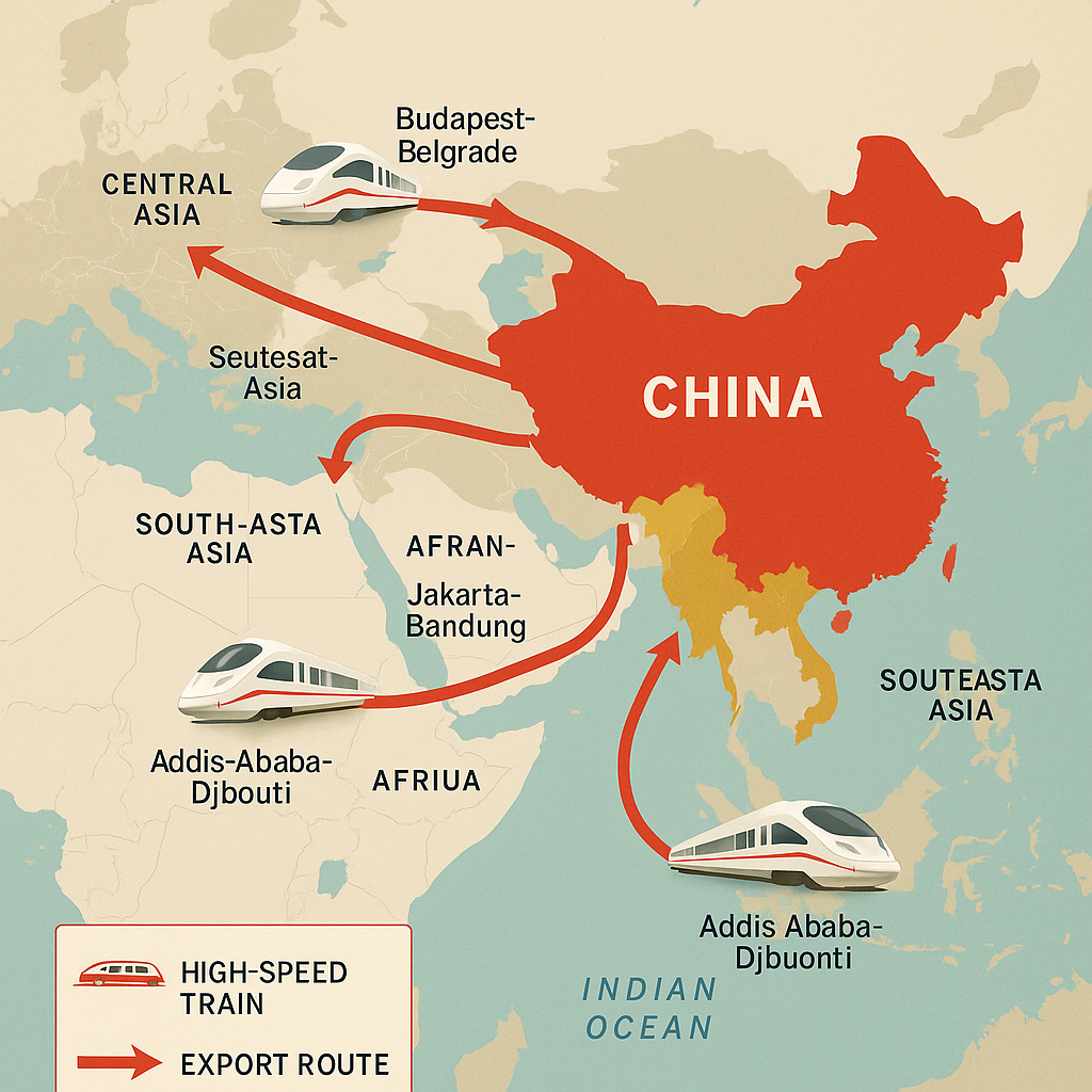 Map of global Chinese high-speed rail exports