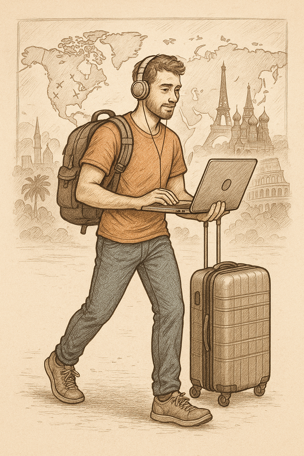 Digital nomad adapting to new environment