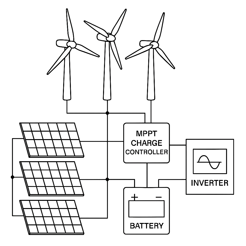Hybrid Model of Wind Turbine and Solar Power System