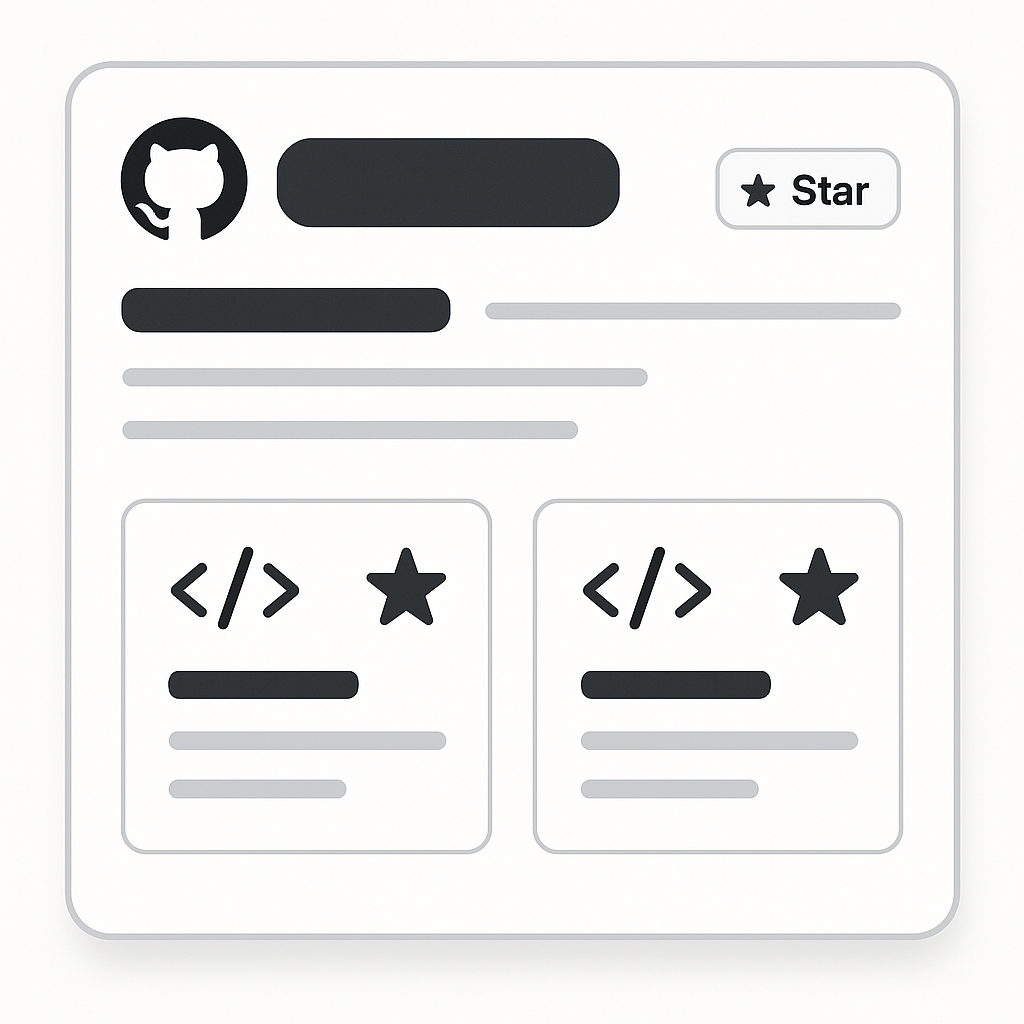 Open source projects represented with GitHub stars and code symbols
