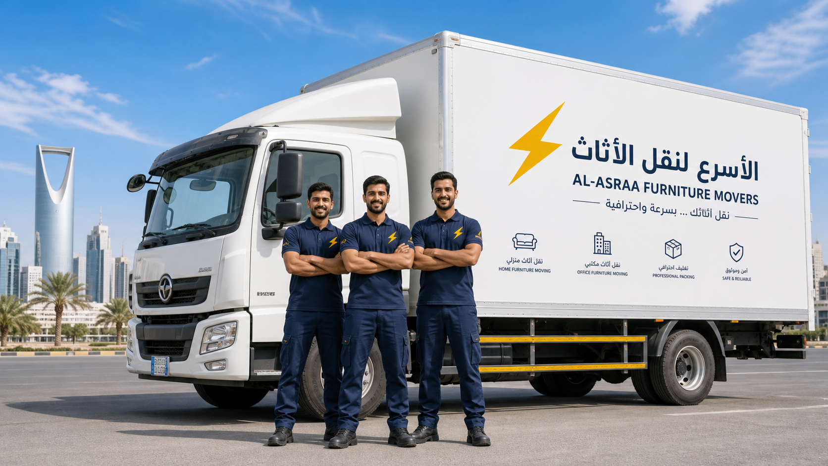 فريق شركة الشرقية برق أمام سيارات النقل