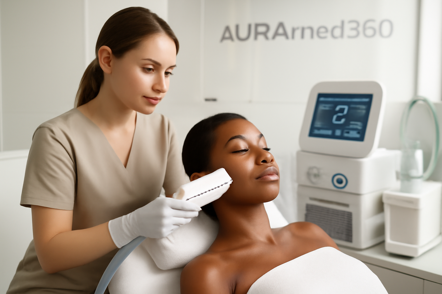 Фотореалистичное изображение процедуры SMAS-лифтинга в современной клинике