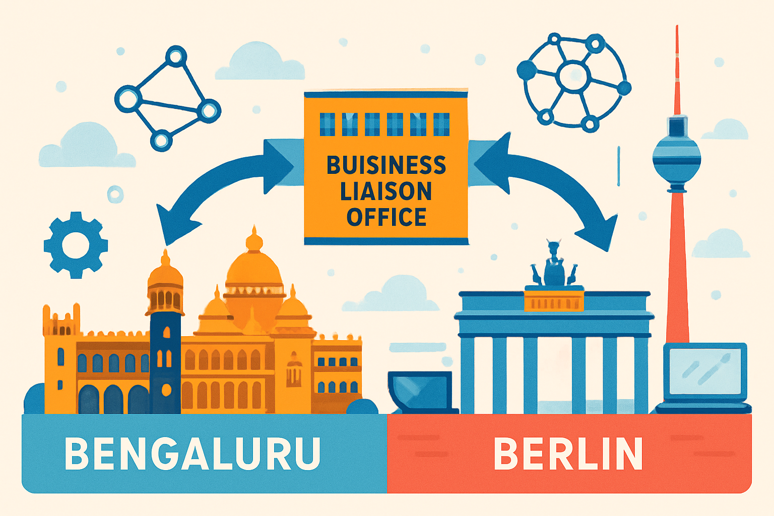 Illustration representing Bengaluru-Berlin business liaison and start-up collaboration