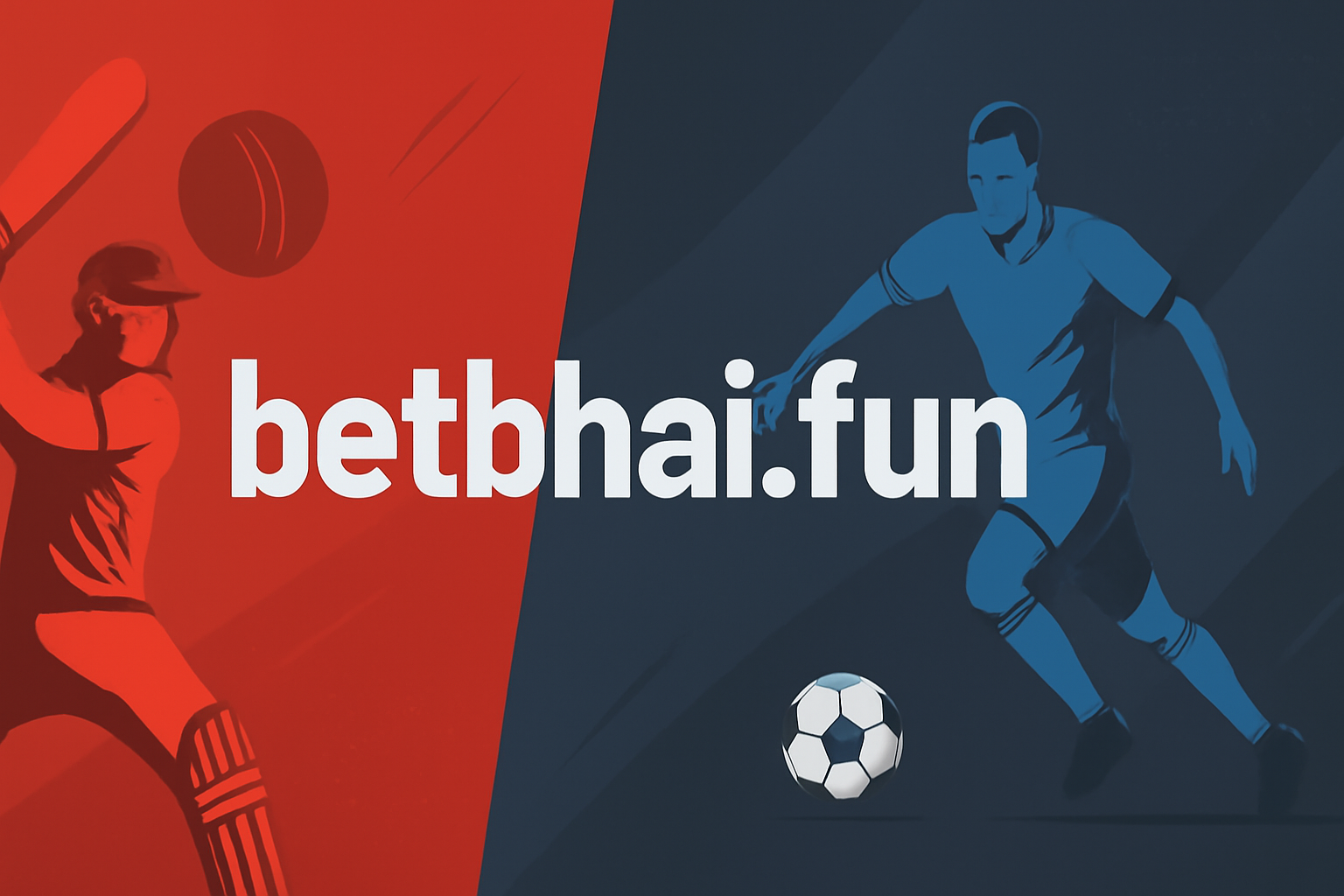 Sleek professional sports banner for betbhai.fun with a clean, red, and blue theme