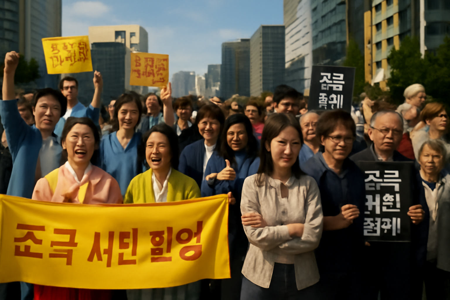 찬반 여론 표현 사진