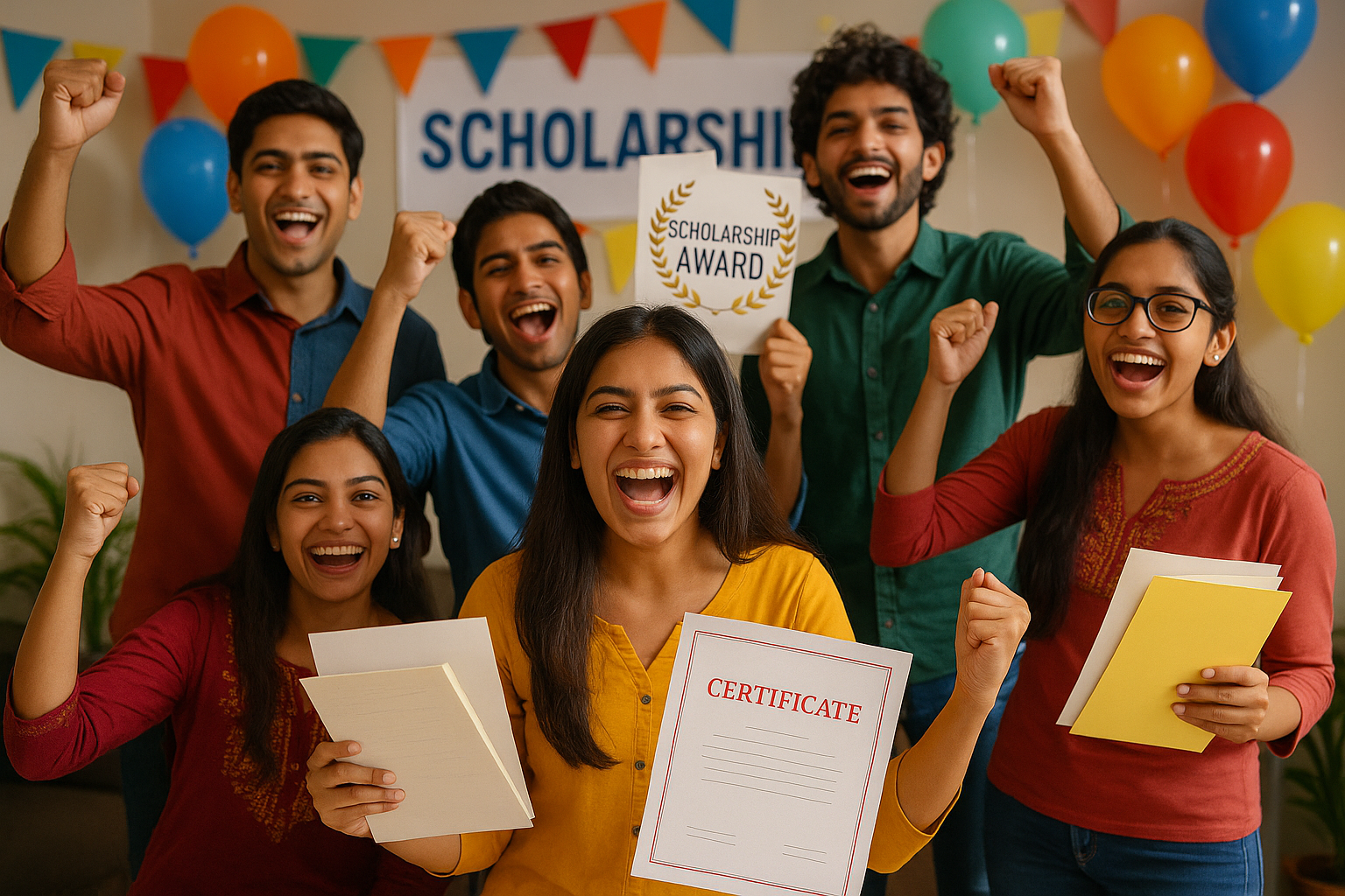 Students celebrating HDFC scholarship success