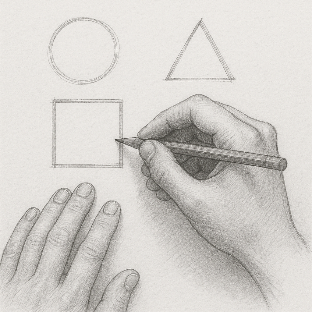 Beginner artist learning to sketch with pencil on paper