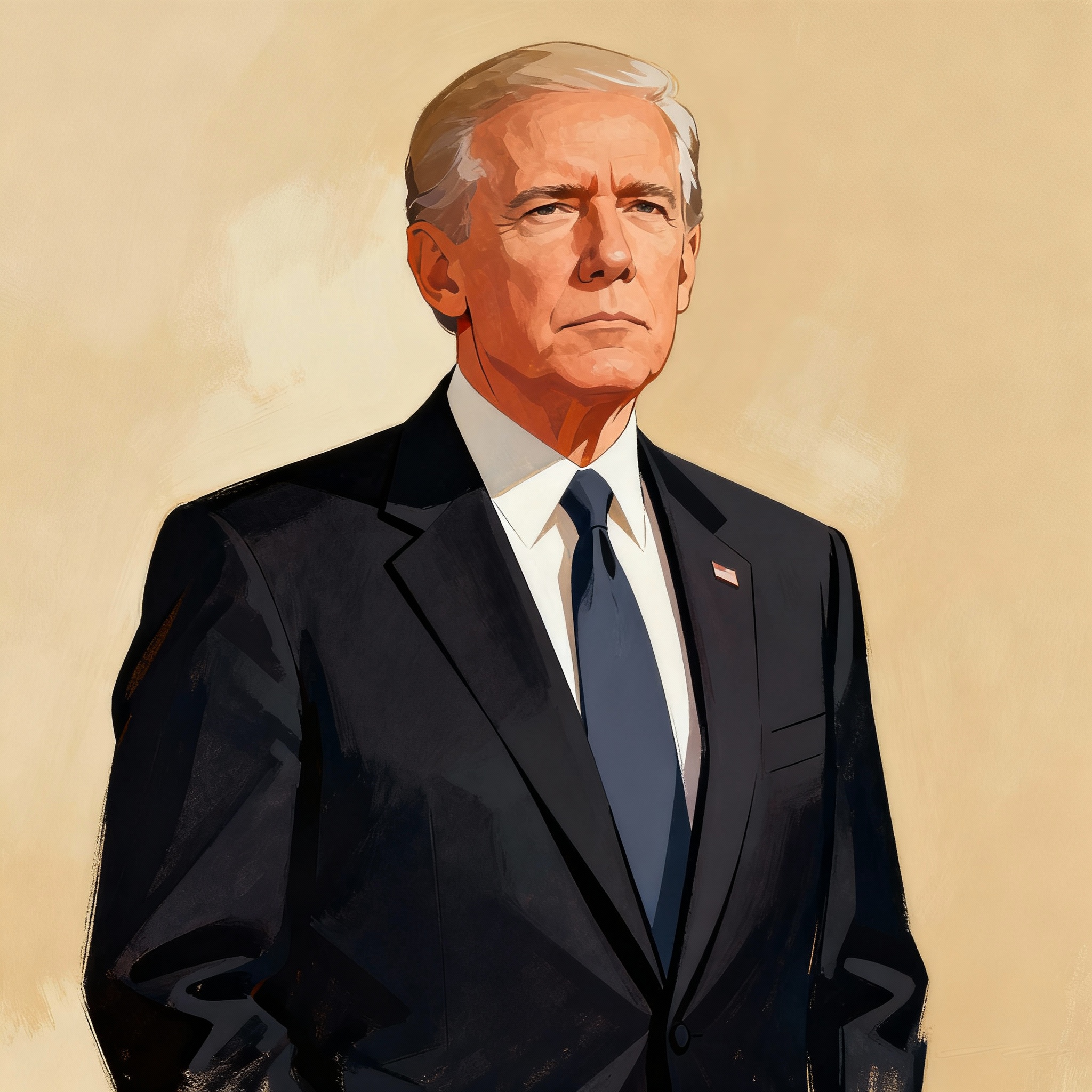 Presidential leadership portrait in traditional painting style