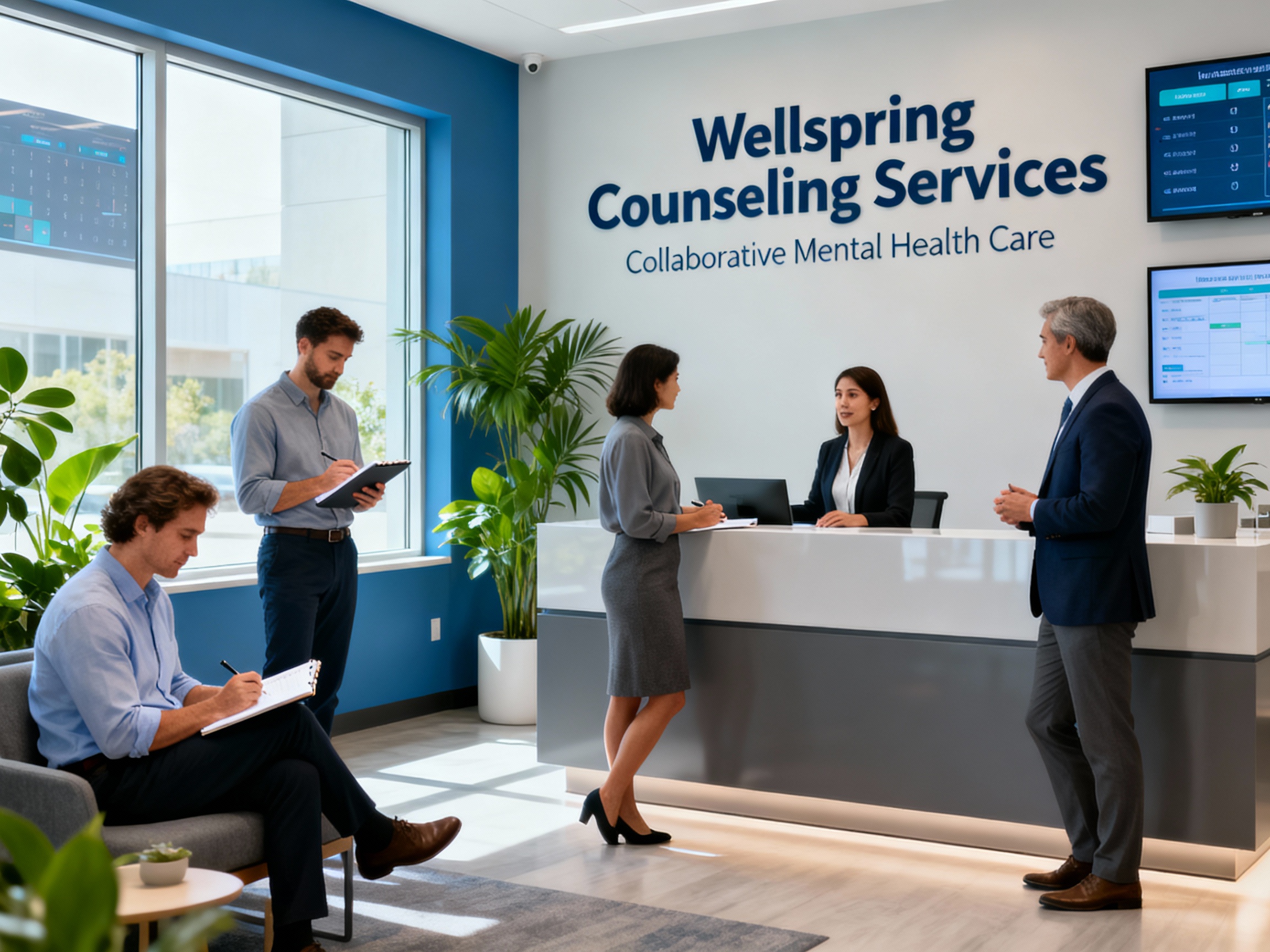 Team of professional therapists in collaborative healthcare environment