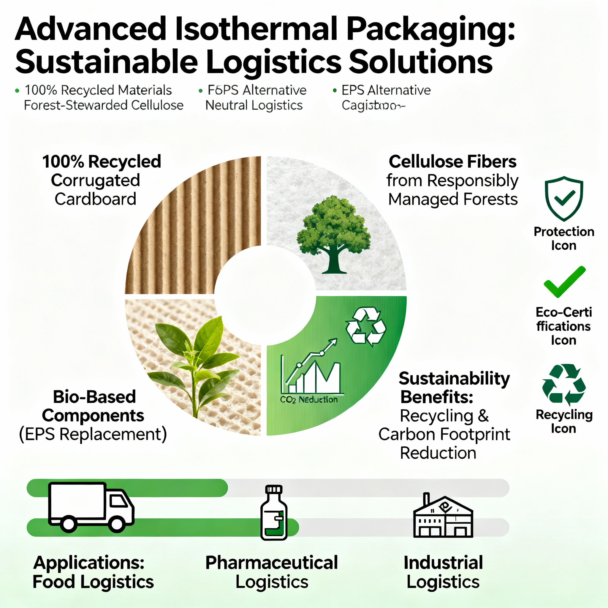 Infographic summarizing sustainable advanced isothermal packaging features