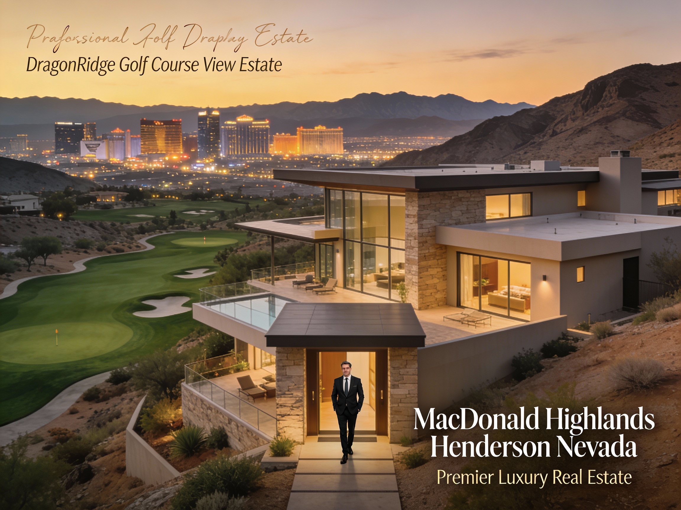 MacDonald Highlands luxury real estate with Strip views and golf course