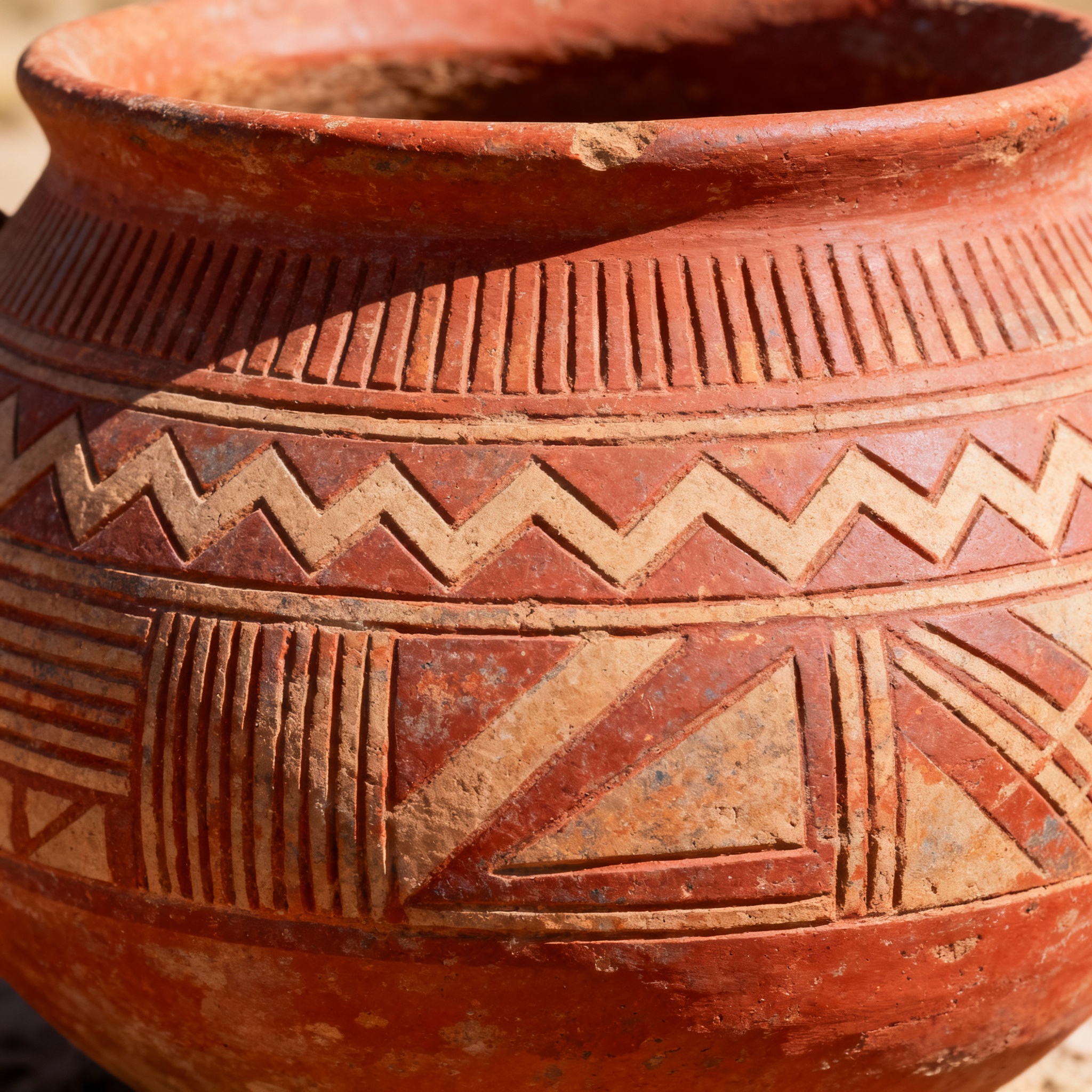 Cerámica comechingona con diseños geométricos