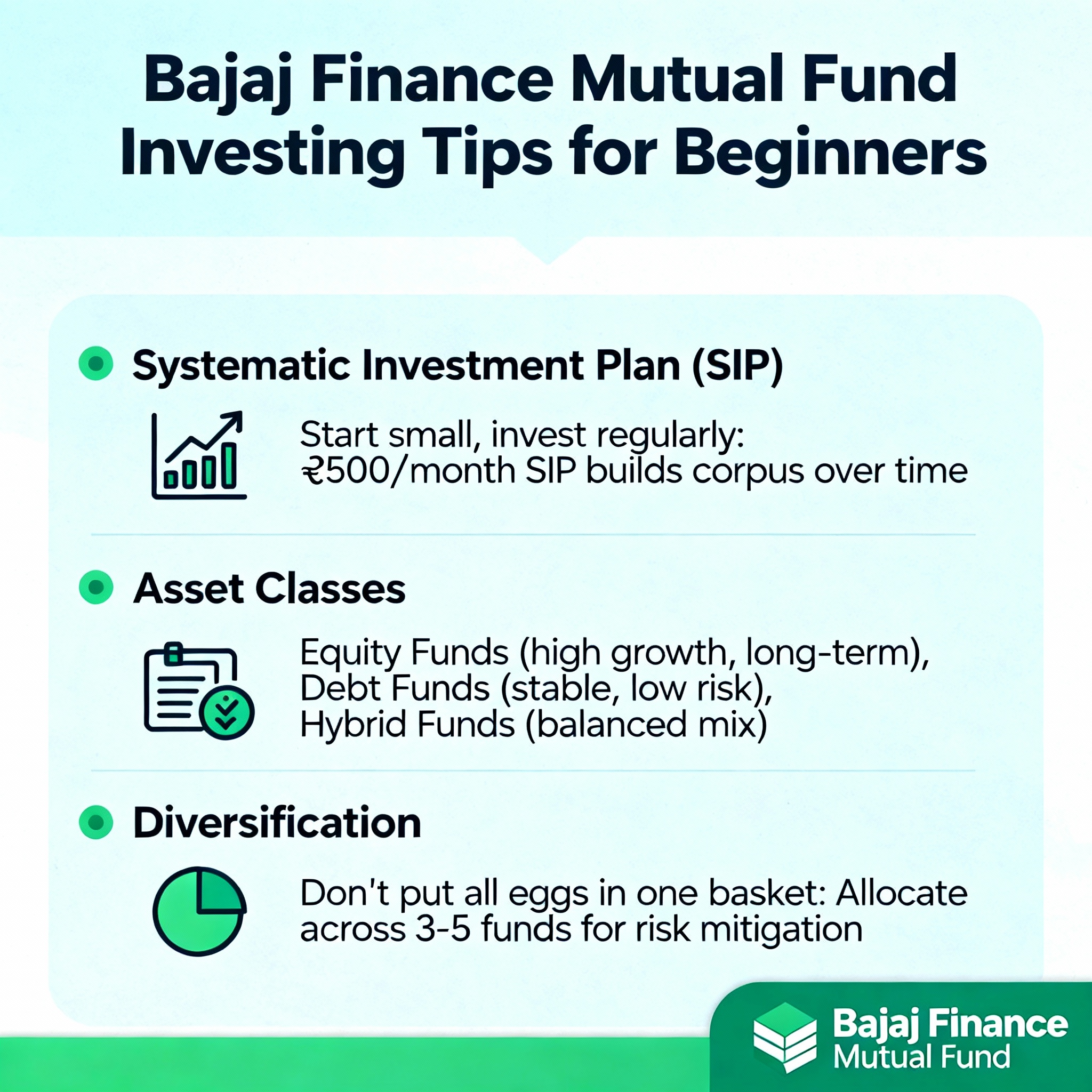 Bajaj Finance: Best Guide for Beginners (2025) 6 Infographic: Bajaj Finance mutual fund investing tips for beginners