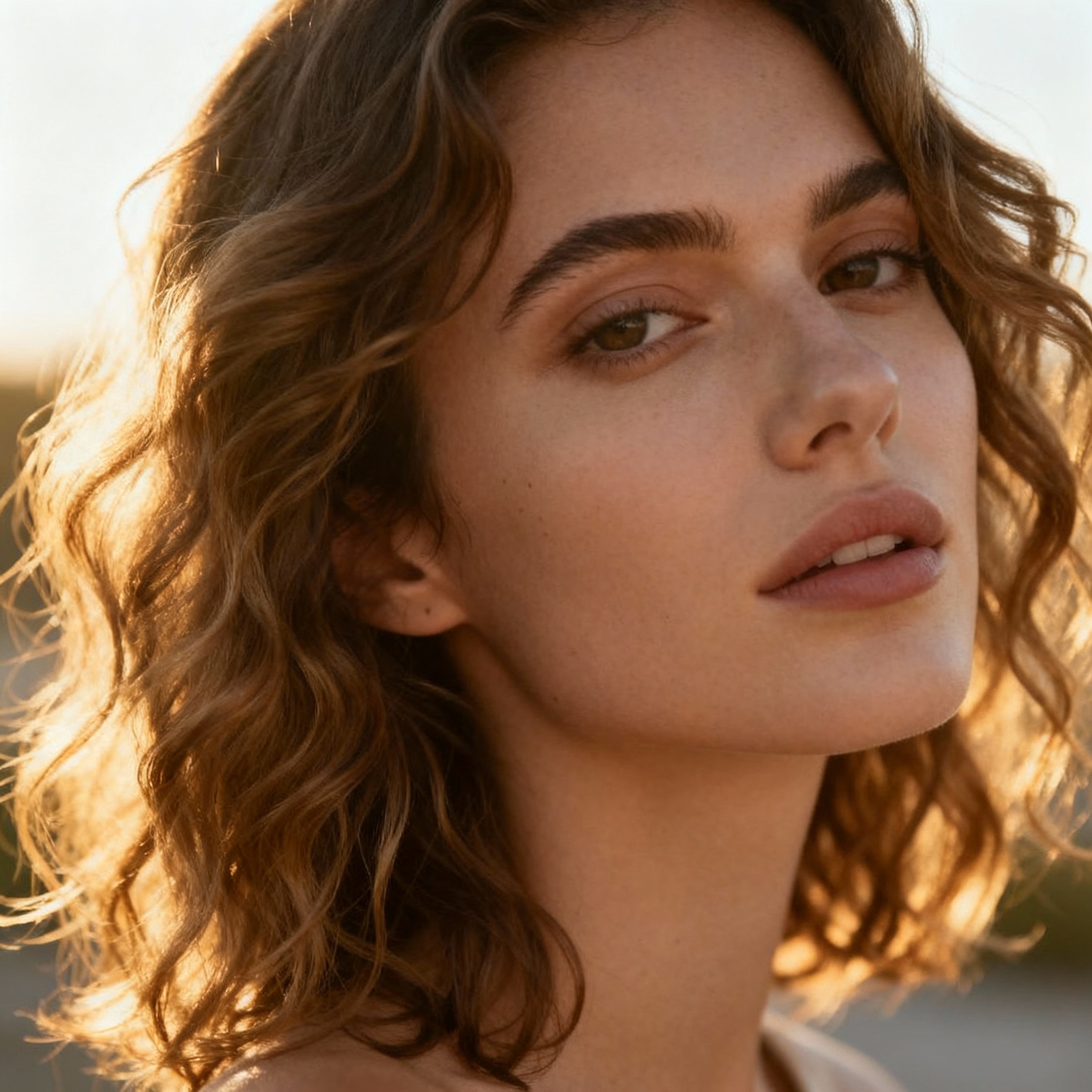 Kobieta z naturalną teksturą włosów i miękkimi falami