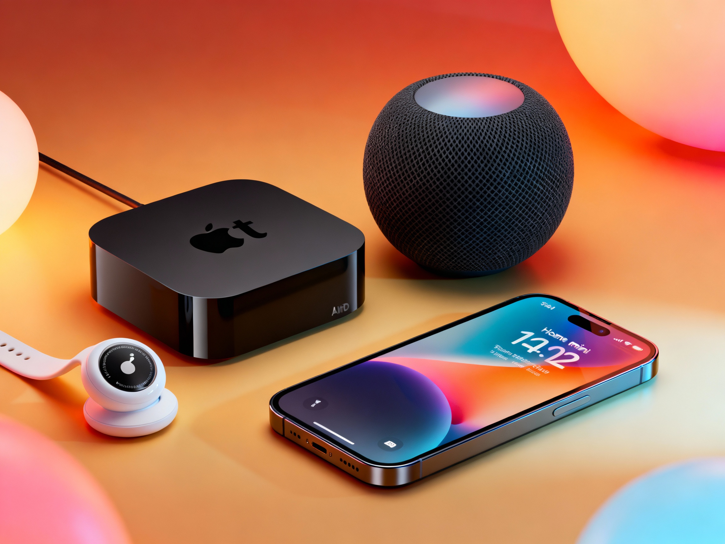 Composición Apple con fondo cálido y vibrante para artículo de rumores