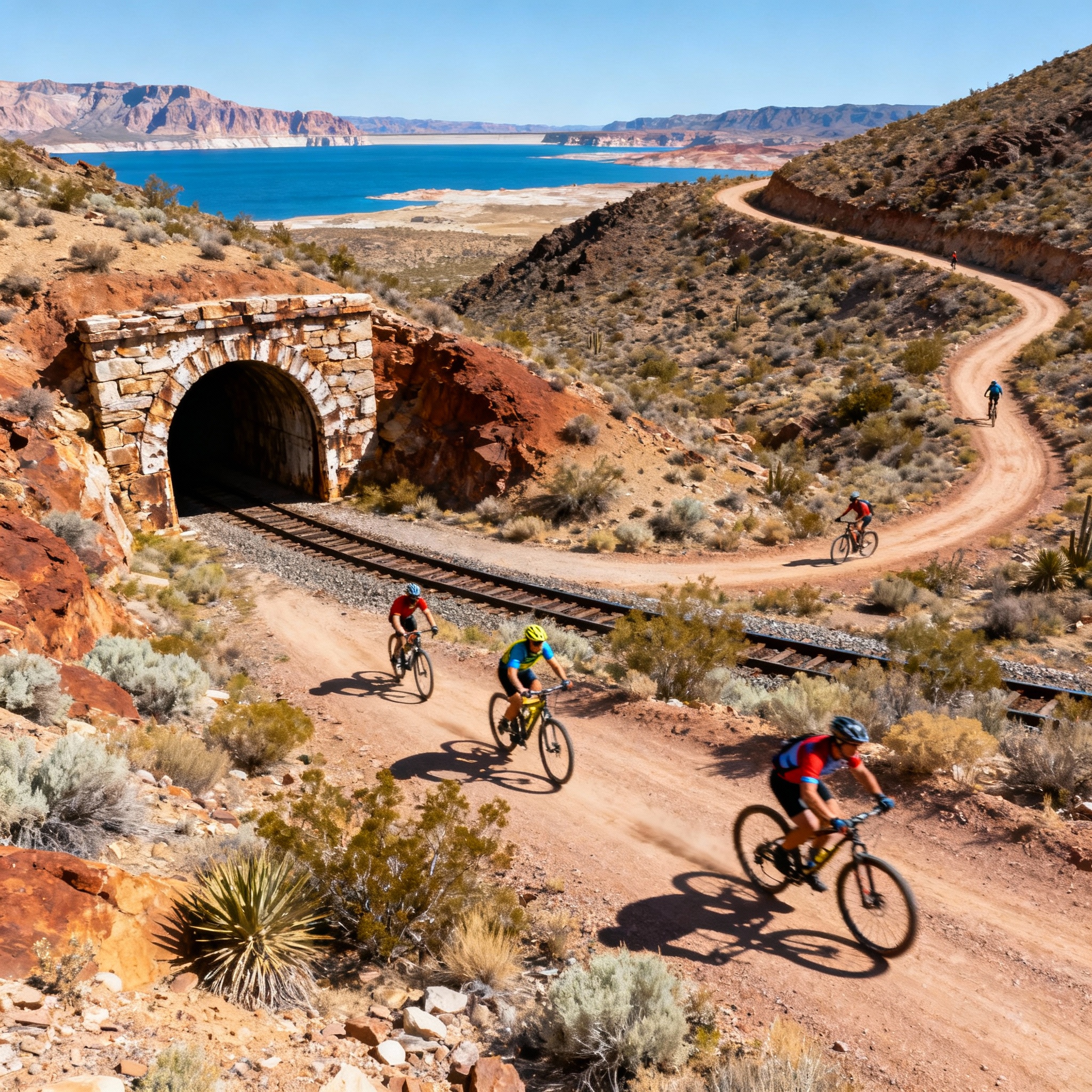 Boulder City Nevada top bike paths trails Historic Railroad Trail Lake Mead Bootleg Canyon mountain biking cycling recreation