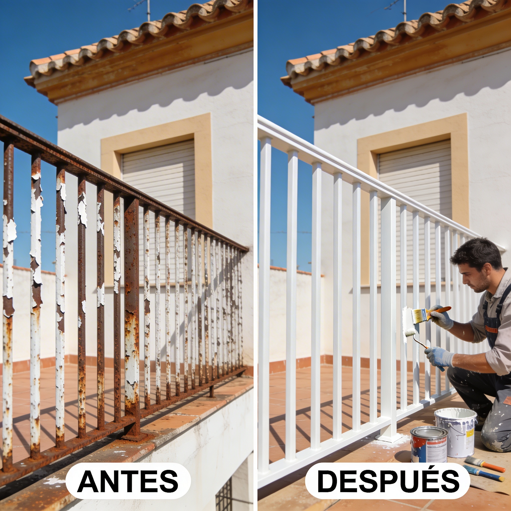 Trabajo realizado: Reparación y pintado de rejas de terraza