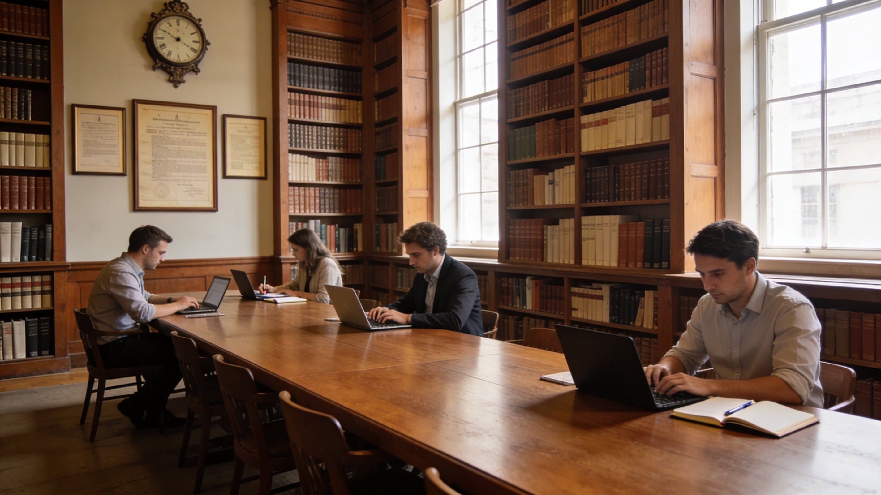 Researchers working in the Foreign Policy Forum reading room and seminar library in Zagreb