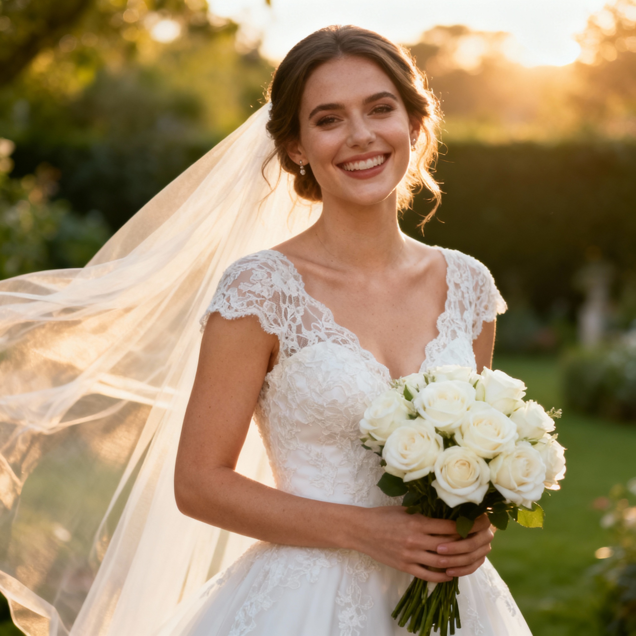 Radiant bride with natural glowing skin